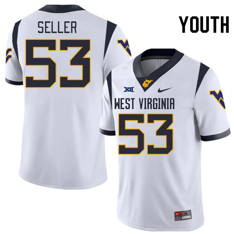 Youth #53 Kaden Seller West Virginia Mountaineers College 2024 New Uniforms Football Jerseys Stitche